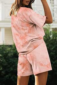 Service OEM Vente en gros Ensemble 2 pièces de haute qualité pour femmes Vêtements d'été personnalisés pour femmes Ensemble 2 pièces manches courtes - Product Image 4