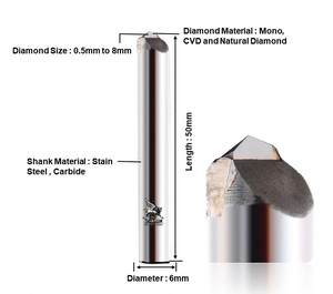 CNC Diamond Tools for Gold & Silver Jewelry Making 0.5mm-<b>3mm</b> Size 6mm Shank Size for Rings & Bangles - Product Image 3
