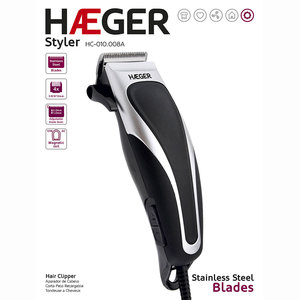 Tagliacapelli con lama in acciaio inossidabile e 4 pettini, 10W (Haeger HC-010.008A) - Product Image 3