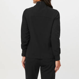 Veste de travail en tricot classique pour femmes, anti-rides, écologique, légère, uniforme médical, poignets côtelés, noir, blouse d'hôpital - Product Image 2