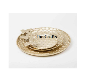 ชุดถาดเสิร์ฟอาหารสีขาวและสีเงิน3ชุดถาดเสิร์ฟอาหารทรงกลมขนาดสั่งทำคุณภาพสูง - Product Image 3