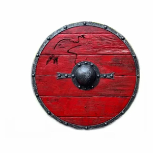 Escudo vikingo medieval de diseño premium, escudo medieval completamente funcional de metal de madera roja para Escudo de batalla para uso en decoración del hogar - Product Image 1