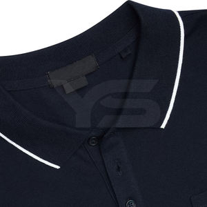 Camiseta de polo de golf de manga corta para hombre ODM, jersey negro con estampado de logotipo personalizado de LICRA de algodón que absorbe alta humedad sólido de secado rápido - Product Image 2