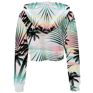 Top corto sublimado en oferta para mujer, sudadera con capucha de algodón y felpa estampada para mujer, ropa informal transpirable. - Product Image 2