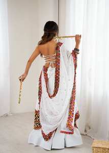 Nouvelle tendance Lehenga Details Fabric Plain Rayon Flair 4 mtr avec lacets en toile patta - Product Image 4