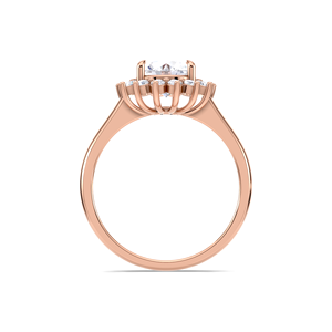 Bague de fiançailles et de mariage en or jaune/blanc/rose 9 carats avec halo floral en diamant de laboratoire rond certifié IGI - Product Image 3