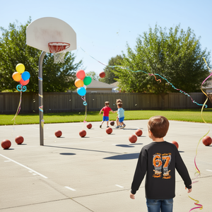T-shirt a maniche lunghe con meme da basket per il 6°-7° compleanno, per celebrare i 6-7 anni di un bambino - Product Image 3