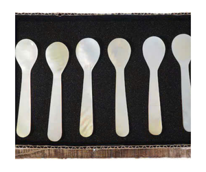 Cuillère en nacre-Cuillère élégante, Cuillère en nacre naturelle pour remuer, Cuillère en nacre faite à la main pour les desserts - Product Image 1