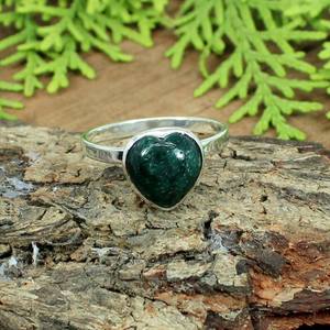 Anillo de declaración romántica con piedra preciosa de crisocola natural Plata de ley 92,5 Corte suave Estilo lindo Material principal de platino - Product Image 2