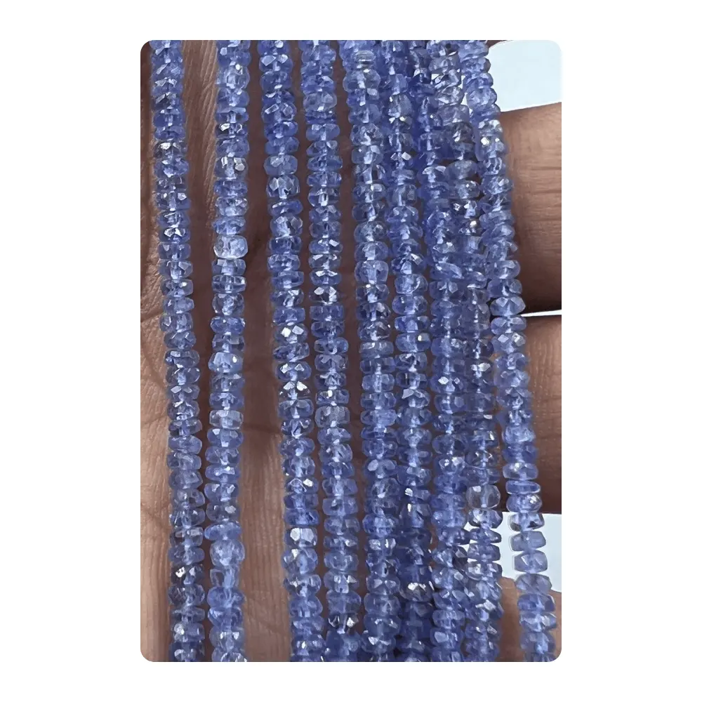 Rondelle Gemstone Beads Natural Blue Tanzanite Faset Rondelle Beads 4Mm 14 Inci Strand. Tanzanite Biru Tua