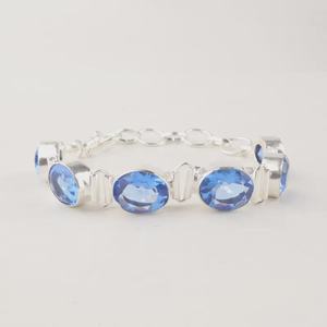 Bracelet de charme en Tanzanite Tennis, bijoux en argent sterling, certifié GIA, luxe, pierre de naissance de décembre, cadeau pour femme, élégant - Product Image 1