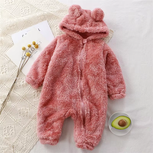 Invierno cálido bebé de alta calidad mono recién <span class=keywords><strong>nacido</strong></span> manga larga con capucha 3-36 meses bebé niñas cremallera Animal ropa - Product Image 5