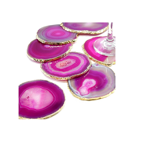 New 2024 Design Tableware Accessories <b>Agate</b> <b>Coaster</b> With Gold Electroplated <b>Agate</b> Slice at Wholesale Price With Premium Quality - Product Image 1