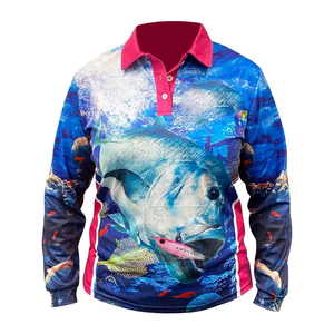 Polo de pêche personnalisé étanche UPF 50 pour hommes, manches longues, tissu polyester spandex évacuant l'humidité, conception personnalisée - Product Image 6