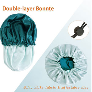 Venta al por mayor de alta calidad de diseño de doble capa de satén de seda gorros reversibles y cubierta de pelo gorro de dormir para las mujeres - Product Image 4