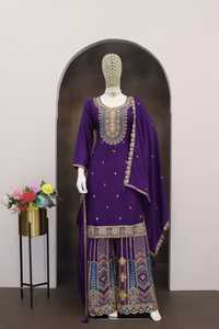 Vêtements de mariage Chinon lourd avec fil et broderie Zari Costume Salwar Femme Fabricant et fournisseur de mode de Surat - Product Image 6