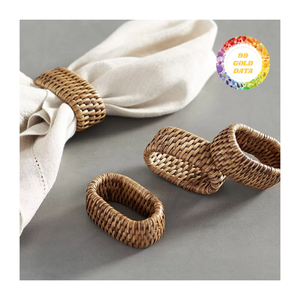 Rond rond de serviette en rotin, fait main et léger, adapté aux styles de décoration de table classiques et modernes - Product Image 3