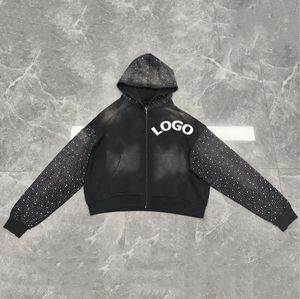 เสื้อครอปแบบมีฮู้ดสำหรับทุกเพศผ้าฝ้ายฝรั่งเศสเทอร์รี่วินเทจ - Product Image 5