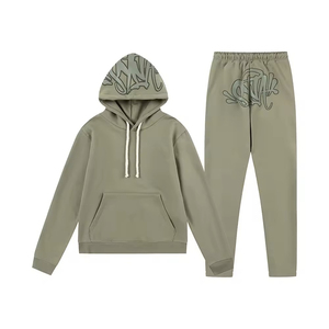 Alta Calidad Moda Hombres Mujeres Street Wear Hoodie Set Hombres Sudadera Pantalones de chándal Conjunto Chándal Hecho en Fábrica Servicio OEM - Product Image 1