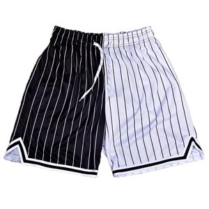 Pantalones cortos de gimnasio XS personalizados de alta calidad para hombre, ropa deportiva estampada de entrenamiento de secado rápido de baloncesto de malla de poliéster a rayas - Product Image 1