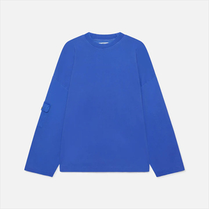 เสื้อยืดแขนยาวสำหรับผู้ชายเสื้อคอกลมสีแอซิดวินเทจซักได้ตามต้องการ - Product Image 5
