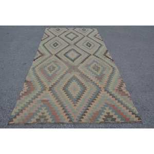 พรมขนสั้นสไตล์ตุรกีโบราณขนาด5.1 x 10.1ft ขนแกะสีเขียวน้ำเงินและยางรองหลังสำหรับห้องนั่งเล่นหรือโถงทางเดิน9x12 - Product Image 1