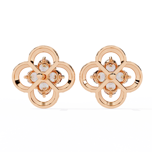 Boucles d'oreilles à la mode en forme de fleur 10k/14k/18k or Rose diamant cultivé en laboratoire romantique IGI certifié fête porter - Product Image 4