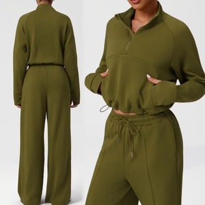 Conjunto Deportivo de 2 Piezas para Hombre, Estilo Urbano de Invierno, de Alta Gama, con Sudadera Transpirable de Media Cremallera y Cordón Ajustable + Pantalones Deportivos - Product Image 4