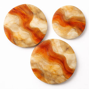 Art mural en résine orange et beige haut de gamme avec des lignes ondulées, art en résine décoratif élégant pour les espaces de vie et de travail sophistiqués - Product Image 1