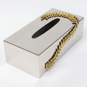 Boîte de papier de serviette en acier inoxydable finition polie miroir décor à la maison attrayant pour l'organisation de stockage de mouchoirs en métal - Product Image 1