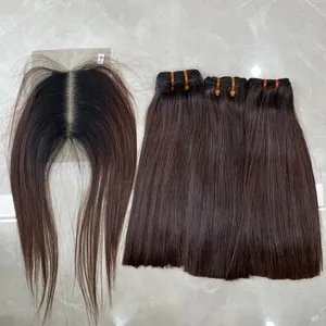 Offre spéciale Extensions de cheveux humains vierges à double tirage Cuticule alignée à trame plate Perruques en cheveux bruts vietnamiens directes d'usine