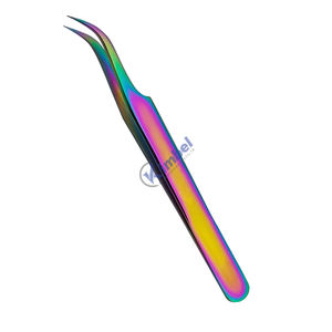 Pince à épiler incurvée en acier inoxydable de marque privée pour les outils de beauté des cils d'extension de cils en finition argentée - Product Image 4