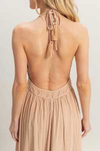 Vestido largo Maxi con espalda descubierta y cuello en V elegante para mujer, vestido Floral 100% de tela de rayón para mujer - Product Image 3