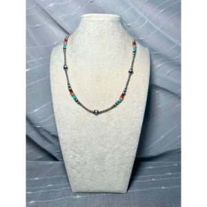 Collar Navajo con Cadenas de Cuentas de Plata de Ley y Piedras Múltiples, con Patrones de Números y Ancla, para Bodas, Fiestas y Regalos - Product Image 3