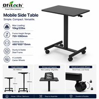 Bureau debout mobile en forme de T, réglable en hauteur par système pneumatique, table ergonomique pour le travail à domicile