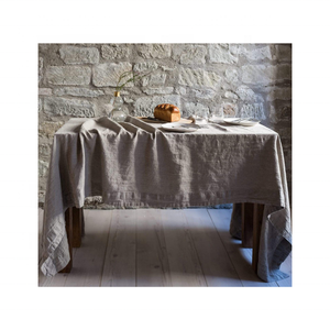Nappe de table à pompons 100% coton durable brodée grise à séchage rapide 90x90 pouces pour un dîner élégant Technique tissée - Product Image 5