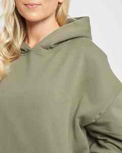 Oversized 100% Cotton <b>Velour</b> Women's Long <b>Hoodie</b> Lightweight Quickdry Streetwear Pullover Hooded Collar Puff Sleeve Custom Logo - Product Image 2