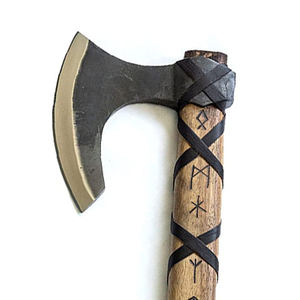 Hacha Vikinga Hecha a Mano de Acero con Alto Contenido de Carbono, Mango de Madera Natural, Funda de Cuero, Multiusos para Supervivencia al Aire Libre y Camping - Product Image 3