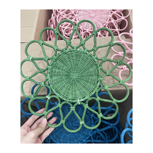 Handwoven Colorful Rattan Flower <b>Placemat</b>, Decorative Table, Decoration Small Floral <b>Wicker</b> Mat, Eco Friendly, Home Accent - Product Image 5