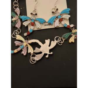 Conjunto de Collar de Libélula Zuni con Múltiples Piedras y Plata de Ley, Joyería Artesanal de Moda - Product Image 5