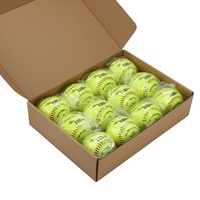 Pelota de Softball Weston S300 de Cuero Sintético de 12 Pulgadas Color Amarillo y Blanco