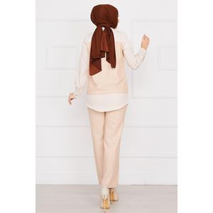 Ensemble 2 pièces rayé avec poche à rabat beige - Product Image 2