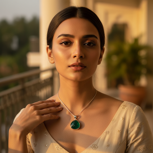 Colgante de Plata 925 con Ónice Verde y Oro Rosa Hecho a Mano para Mujer - Product Image 2