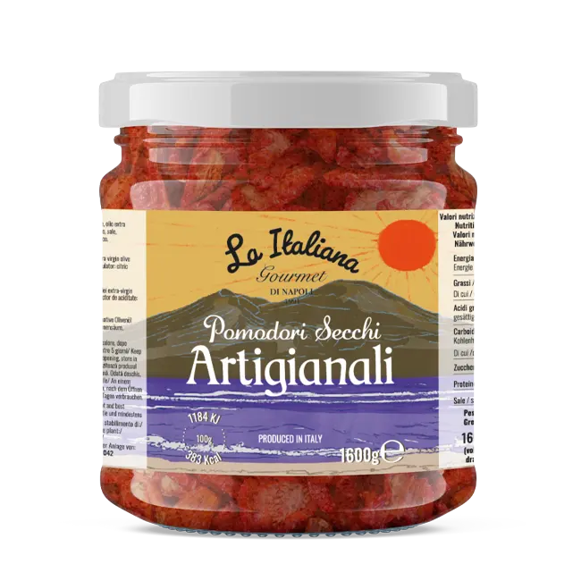 Tomate italiano seco de girassol, qualidade superior, em óleo de semente de girassol e azeite virgem extra 1600 g