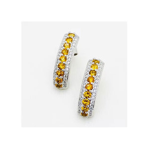 New Collection 925 Sterling Silver <b>Earrings</b> Studded with <b>Citrine</b> and Zirconia Available at Affordable Price Daily Wear Jewellery - Product Image 4