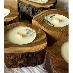 Support de bougie en bois massif brun naturel de qualité supérieure fait à la main pour mariage, fête de Noël, décoration de la maison, prix bas - Product Image 1