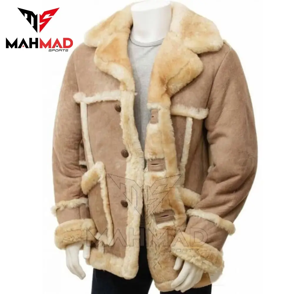 Hot Selling latest design genuine sheepskin shearling leather coat for mens winter warm sheepskin fur leather jackets coats