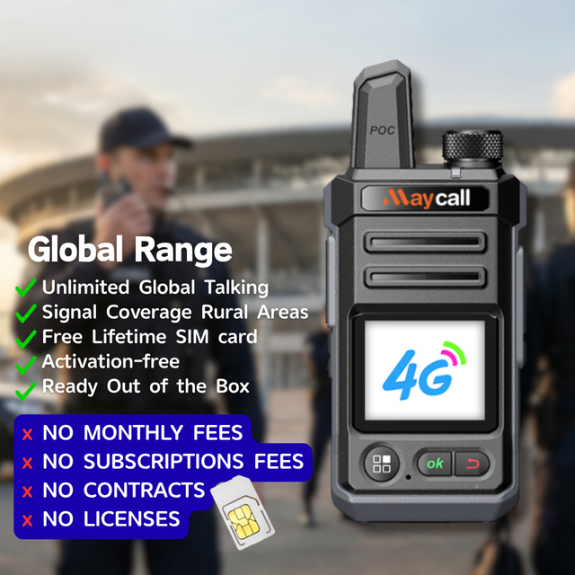 Maycall Tetocom 4g Lte Poc Radio Touch Screen Long Range 5000km Android Zello Function Walkie Talkie with Sim Card T8 Woki Toki