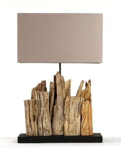 Doğal ahşap aksan ile katı ahşap Driftwood masa lambası benzersiz çiftlik tarzı için giriş veya oturma odası için oteller - Product Image 6