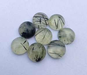 100% Natural Premium Exportación Calidad Prehnita Rutilo Cabujón Verde Facetado Parte posterior plana Gemas calibradas Piedra alta Piedras preciosas sueltas - Product Image 3